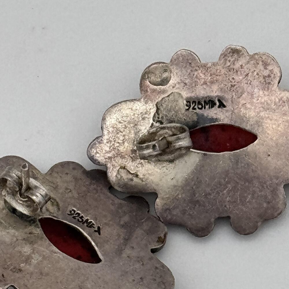 Sterling Silver Mexico Jewelry Set Earrings Pendant Filigree Cabochon Vintage - Picture 8 of 13